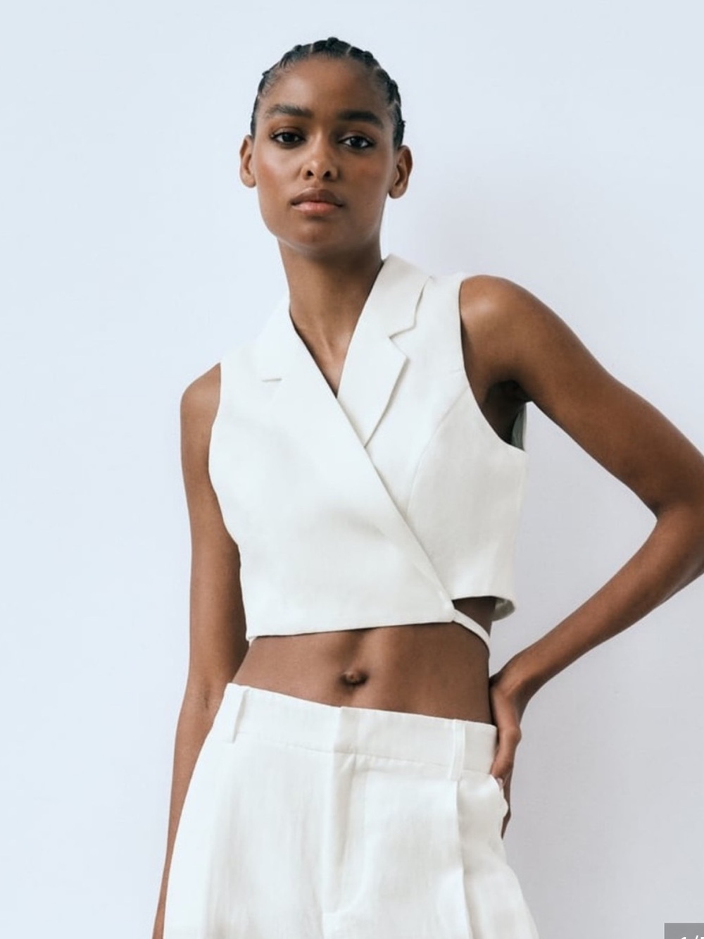 NWT Zara cropped waistcoat with tie size XS
